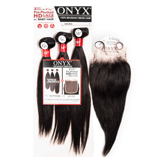 3 Straight Bundles + 4" x 5" Pre-Plucked HD Lace U-Shaped Closure With Baby Hair