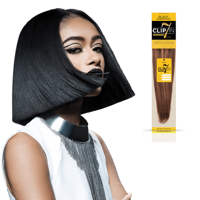 Black Diamond7 Piece Clip Ins - Straight - 14" - Easy Hair Co