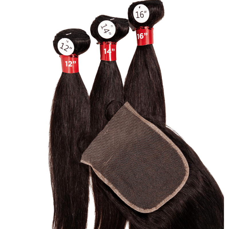 Onyx3 Straight Bundles + 4" x 5" Pre - Plucked HD Lace U - Shaped Closure With Baby Hair - Easy Hair Co