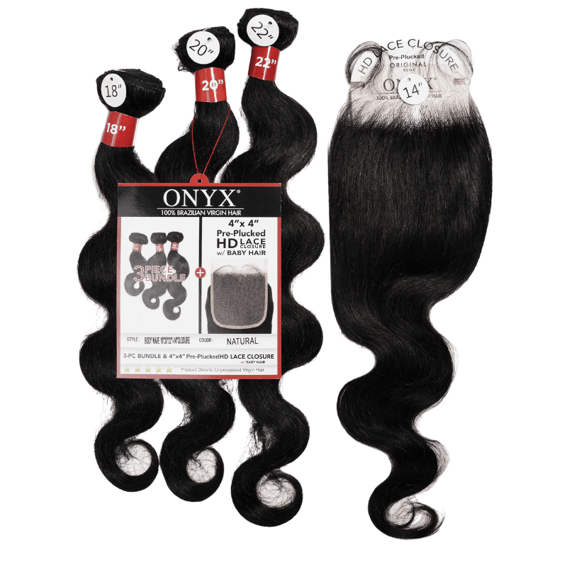 Onyx Remi3 Body Wave Bundles + 4" x 5" Pre - Plucked HD Lace Closure With Baby Hair - Natural - Easy Hair Co