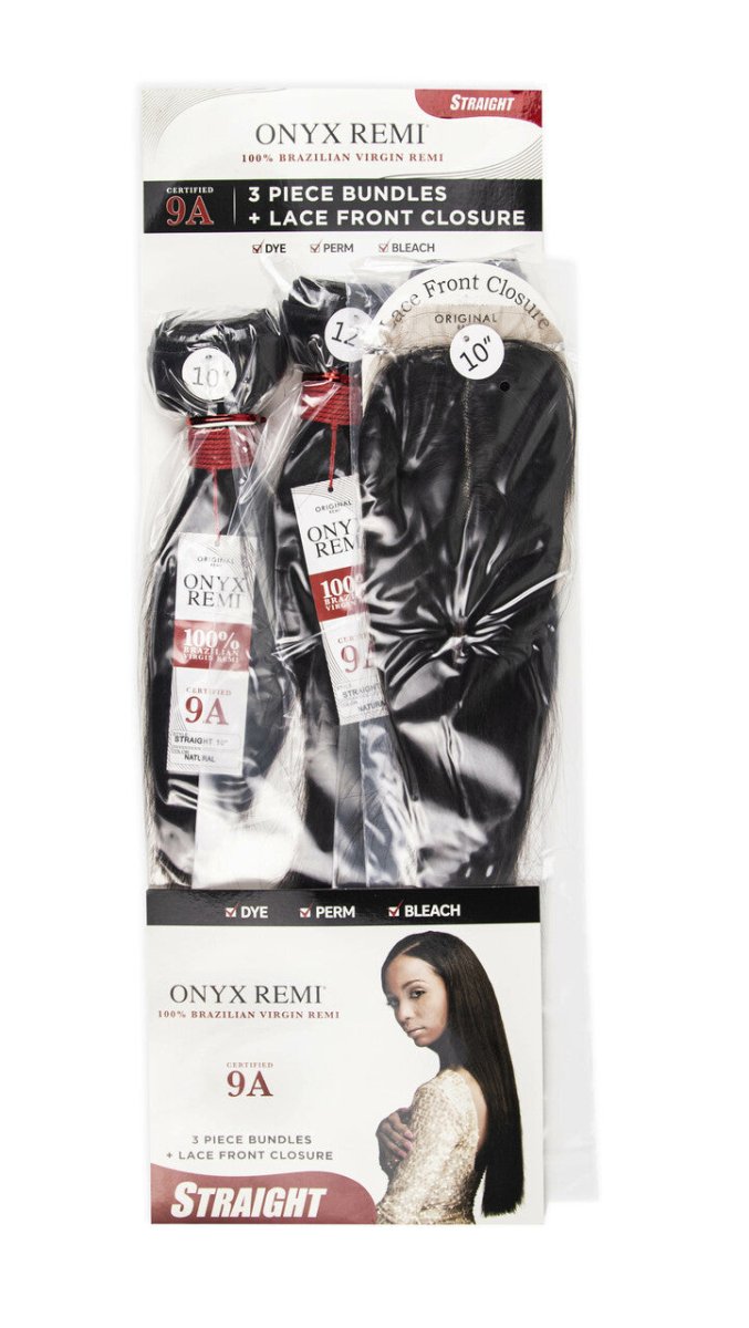 Onyx Remi3 Straight Bundles 9A + 4" x 4" U - Shaped Lace Front Closure - Natural - Easy Hair Co